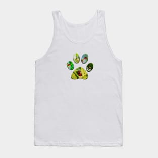 pet paw prints with ladybug photo background Tank Top